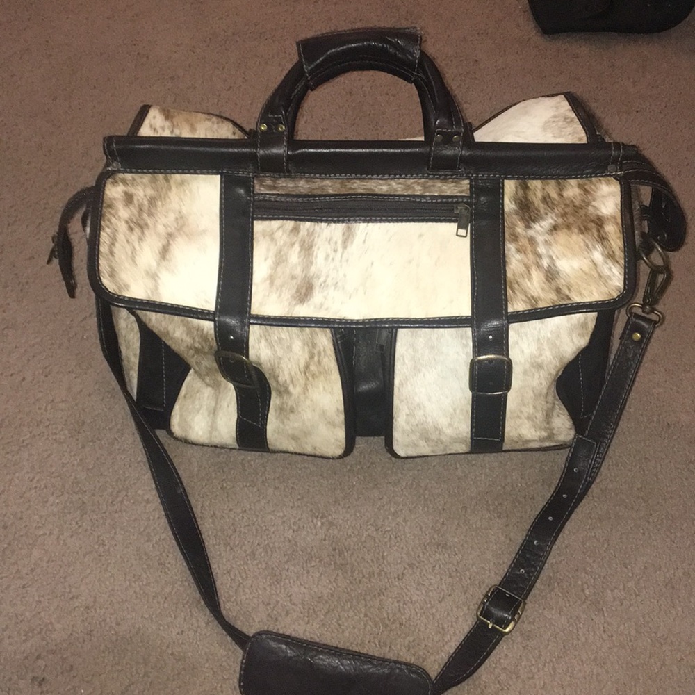 GORGEOUS HANDMADE calf-fur leather overnighter!